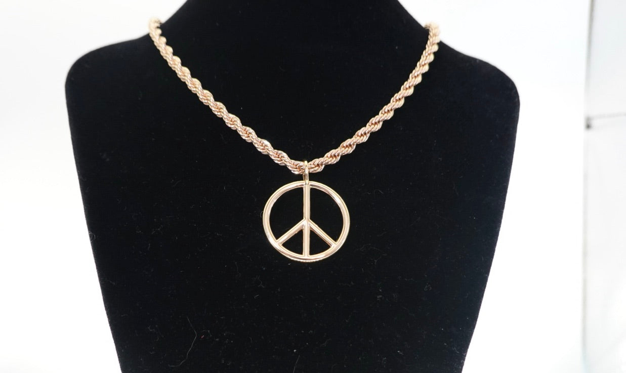 14K Yellow Gold Overlay Peace Pendant