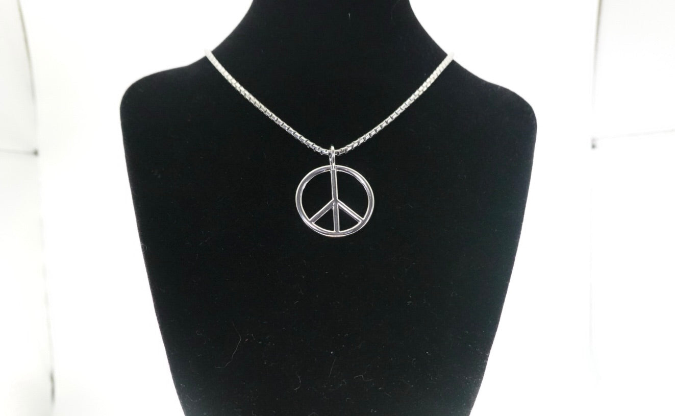 14K White Gold Overlay Peace Pendant