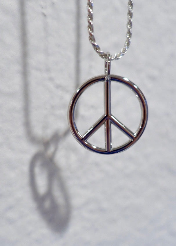 14K White Gold Overlay Peace Pendant