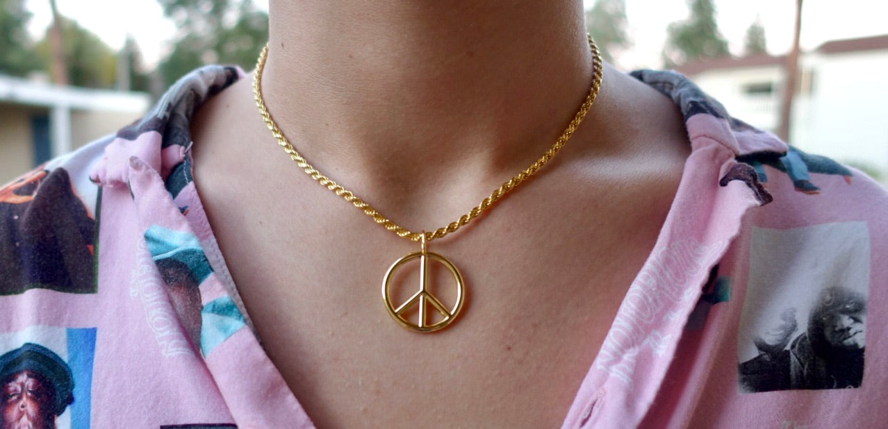 14K Yellow Gold Overlay Peace Pendant